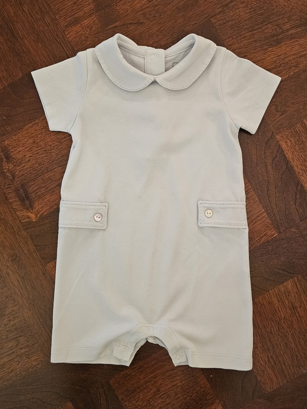 Lila and Hayes Henry Boys' Shortall Romper Short Sleeve 9M Blue
